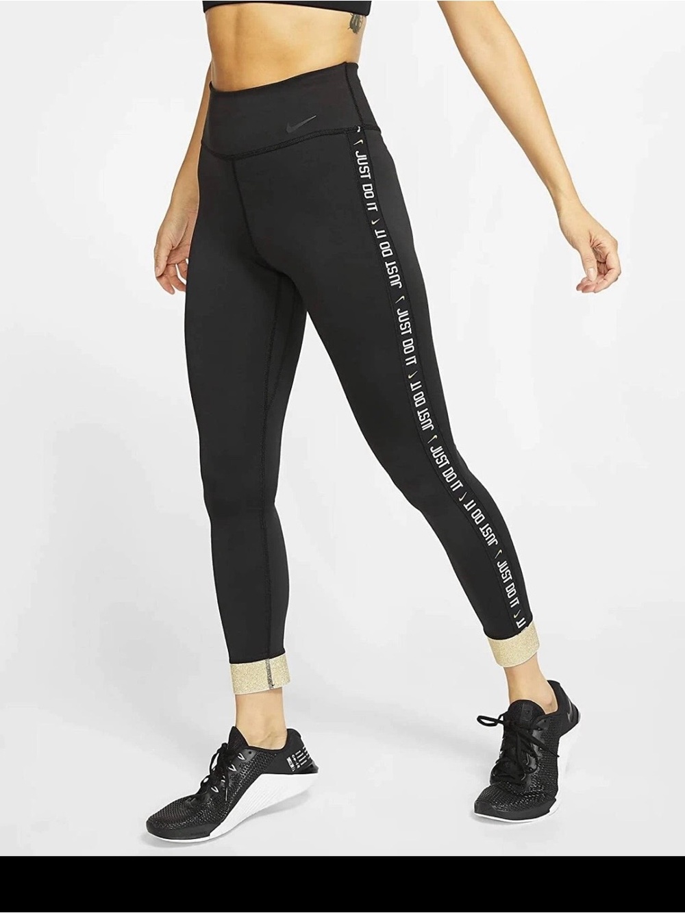 Womens Nike One Icon Clash Glam Dunk Cuff Training Leggings BV5366 M